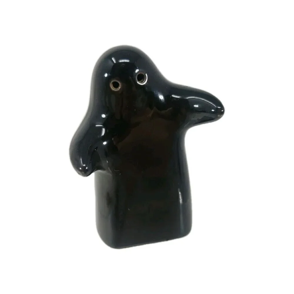 Ghost Salt Shaker Black Ceramic Bear Paw Salmon Logo No Pepper Shaker Halloween
